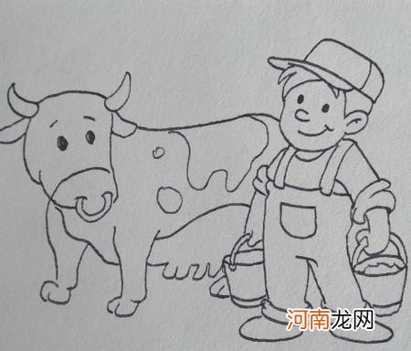 挤牛奶简笔画怎么画