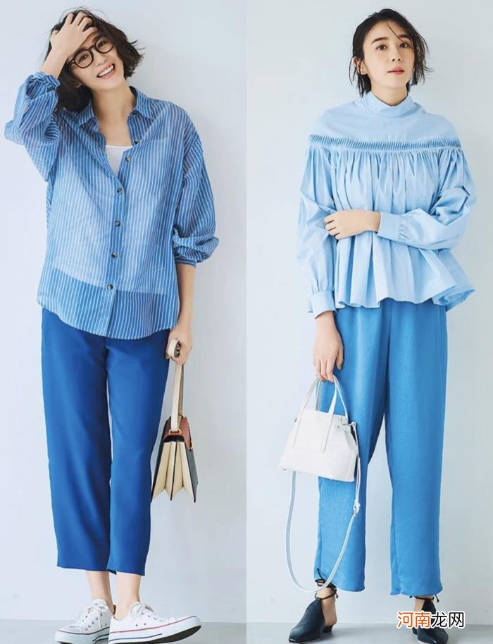 日常穿搭配色篇:蓝色实用搭配法，为40岁的女性演绎出优雅气质