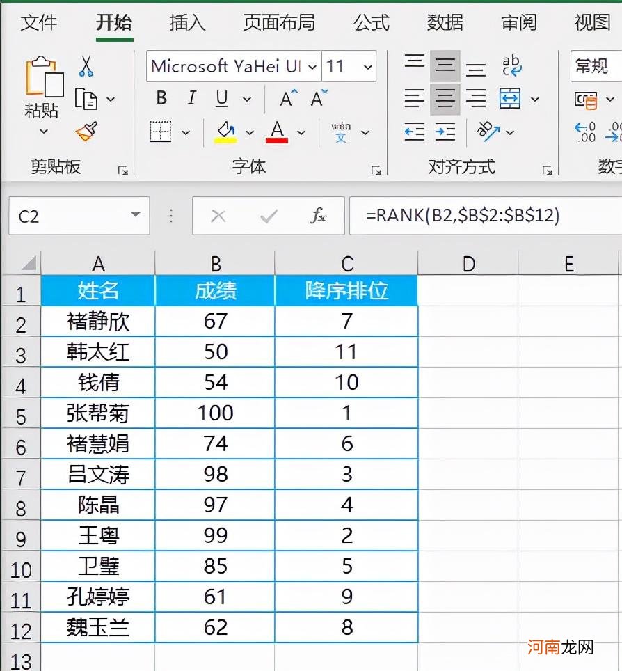 rank函数怎么用排名