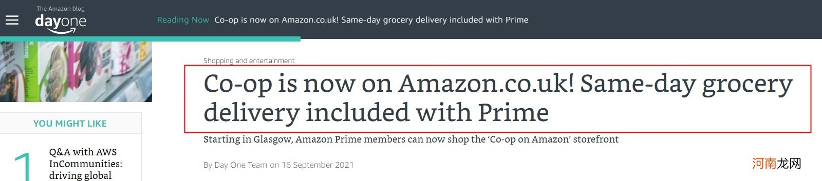 亚马逊与英国连锁超市Co-op深化合作