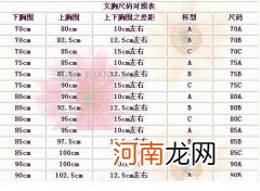 胸罩abcd尺码表胸围 胸罩ABCD尺码表