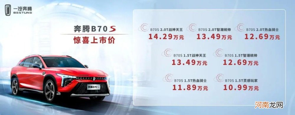 一汽奔腾B70S携手百度创新上市，售价10.99万元起