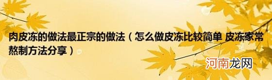 怎么做皮冻比较简单皮冻家常熬制方法分享 肉皮冻的做法最正宗的做法