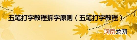 五笔打字教程 五笔打字教程拆字原则