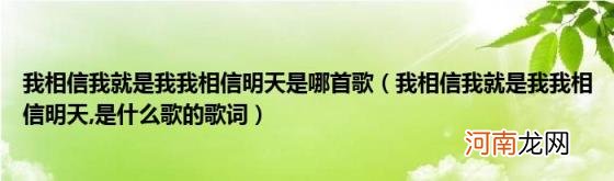 我相信我就是我我相信明天是哪首歌（我相信我就是我我相信明天 是什么歌的歌词）