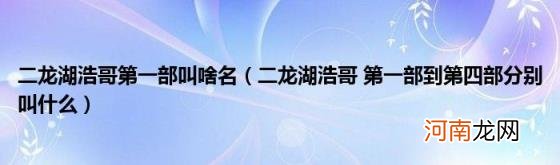 二龙湖浩哥第一部到第四部分别叫什么 二龙湖浩哥第一部叫啥名