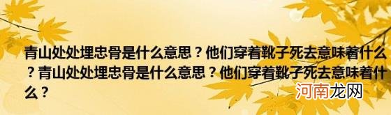 青山处处埋忠骨是什么意思？他们穿着靴子死去意味着什么？青山处处埋忠骨是什么意思？他们穿着靴子死去意味着什么？