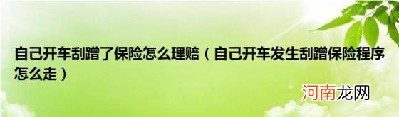 自己开车发生刮蹭保险程序怎么走 自己开车刮蹭了保险怎么理赔