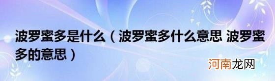 波罗蜜多什么意思波罗蜜多的意思 波罗蜜多是什么