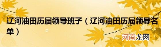 辽河油田历届领导名单 辽河油田历届领导班子