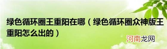 绿色循环圈众神版王重阳怎么出的 绿色循环圈王重阳在哪