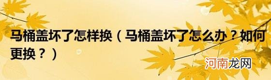 马桶盖坏了怎么办？如何更换？ 马桶盖坏了怎样换