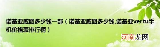 诺基亚威图多少钱一部（诺基亚威图多少钱 诺基亚vertu手机价格表排行榜）