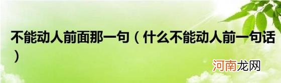 什么不能动人前一句话 不能动人前面那一句