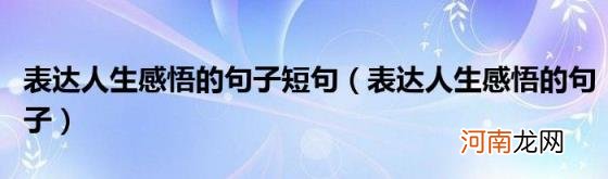 表达人生感悟的句子 表达人生感悟的句子短句