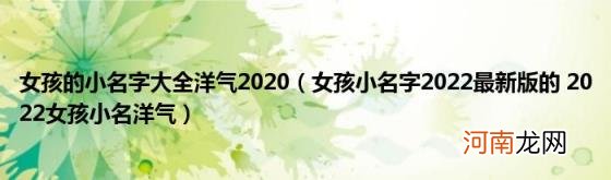 女孩小名字2022最新版的2022女孩小名洋气 女孩的小名字大全洋气2020