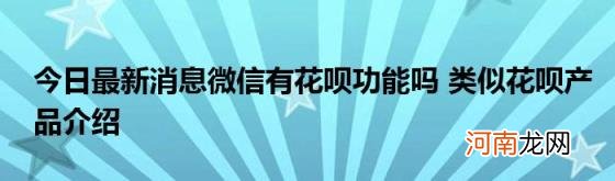 今日最新消息微信有花呗功能吗类似花呗产品介绍