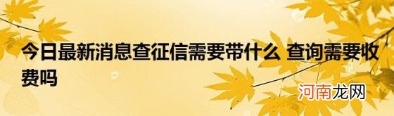 今日最新消息查征信需要带什么查询需要收费吗