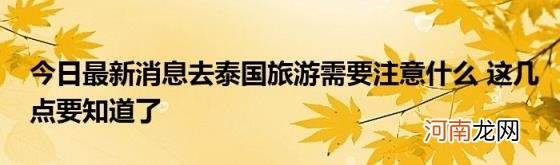 今日最新消息去泰国旅游需要注意什么这几点要知道了