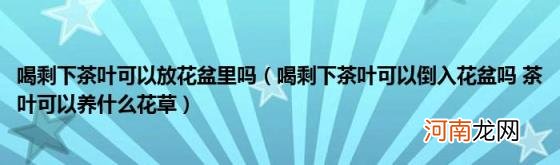 喝剩下茶叶可以倒入花盆吗茶叶可以养什么花草 喝剩下茶叶可以放花盆里吗