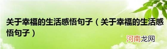 关于幸福的生活感悟句子 关于幸福的生活感悟句子