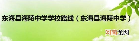 东海县海陵中学 东海县海陵中学学校路线