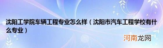 沈阳市汽车工程学校有什么专业 沈阳工学院车辆工程专业怎么样