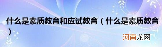 什么是素质教育 什么是素质教育和应试教育