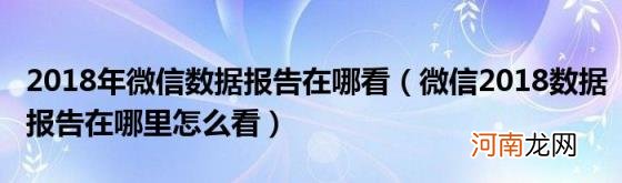 微信2018数据报告在哪里怎么看 2018年微信数据报告在哪看