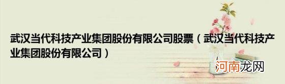 武汉当代科技产业集团股份有限公司 武汉当代科技产业集团股份有限公司股票