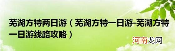 芜湖方特一日游-芜湖方特一日游线路攻略 芜湖方特两日游