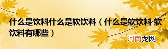 什么是软饮料软饮料有哪些 什么是饮料什么是软饮料