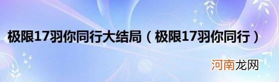 极限17羽你同行 极限17羽你同行大结局