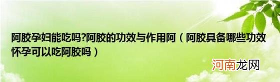 阿胶具备哪些功效怀孕可以吃阿胶吗 阿胶孕妇能吃吗?阿胶的功效与作用阿