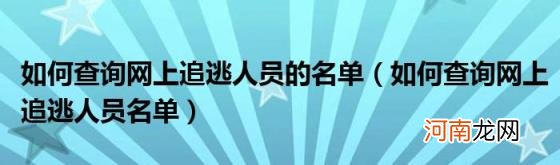 如何查询网上追逃人员名单 如何查询网上追逃人员的名单