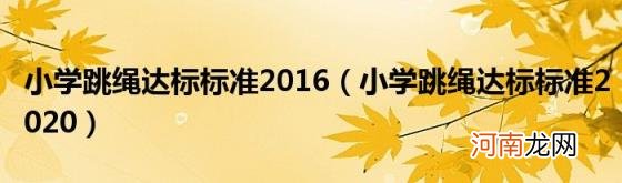 小学跳绳达标标准2020 小学跳绳达标标准2016