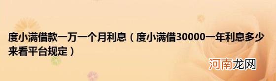 度小满借30000一年利息多少来看平台规定 度小满借款一万一个月利息