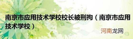 南京市应用技术学校 南京市应用技术学校校长被刑拘