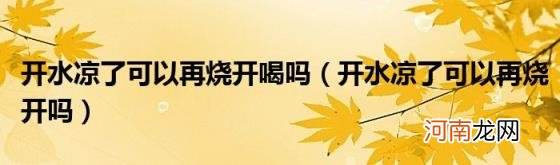 开水凉了可以再烧开吗 开水凉了可以再烧开喝吗