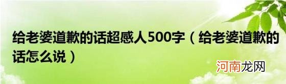 给老婆道歉的话怎么说 给老婆道歉的话超感人500字