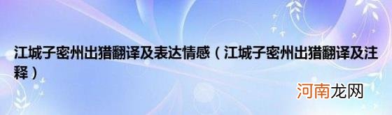 江城子密州出猎翻译及注释 江城子密州出猎翻译及表达情感