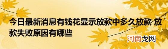 今日最新消息有钱花显示放款中多久放款放款失败原因有哪些