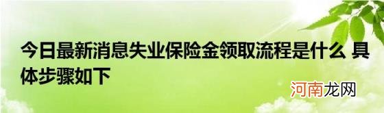 今日最新消息失业保险金领取流程是什么具体步骤如下