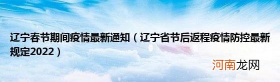 辽宁省节后返程疫情防控最新规定2022 辽宁春节期间疫情最新通知