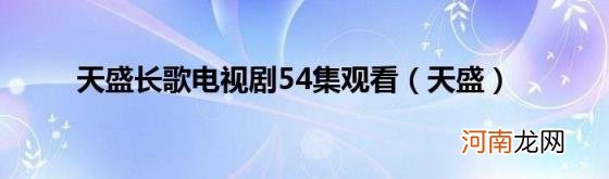 天盛 天盛长歌电视剧54集观看