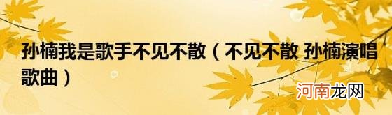 不见不散孙楠演唱歌曲 孙楠我是歌手不见不散