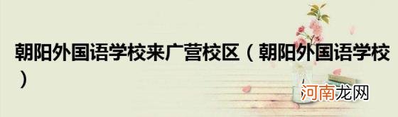 朝阳外国语学校 朝阳外国语学校来广营校区