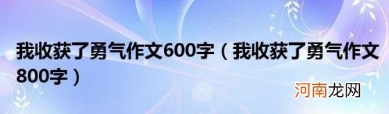 我收获了勇气作文800字 我收获了勇气作文600字