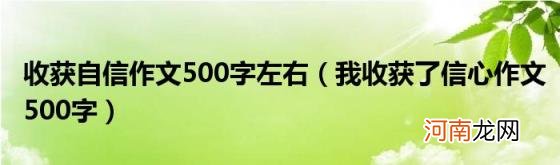 我收获了信心作文500字 收获自信作文500字左右