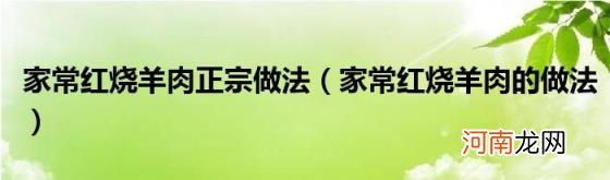 家常红烧羊肉的做法 家常红烧羊肉正宗做法